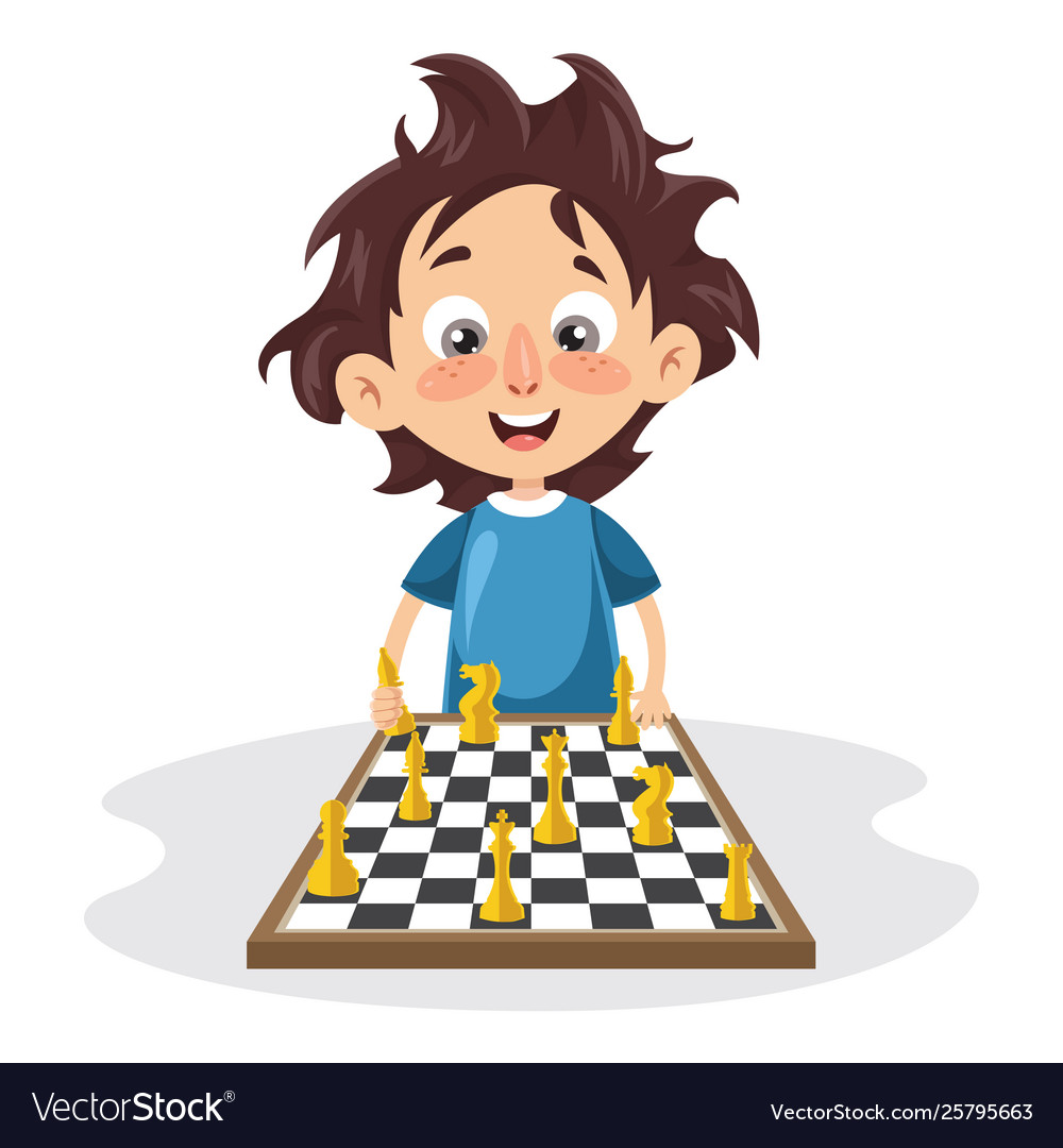A kid playing chess vector image