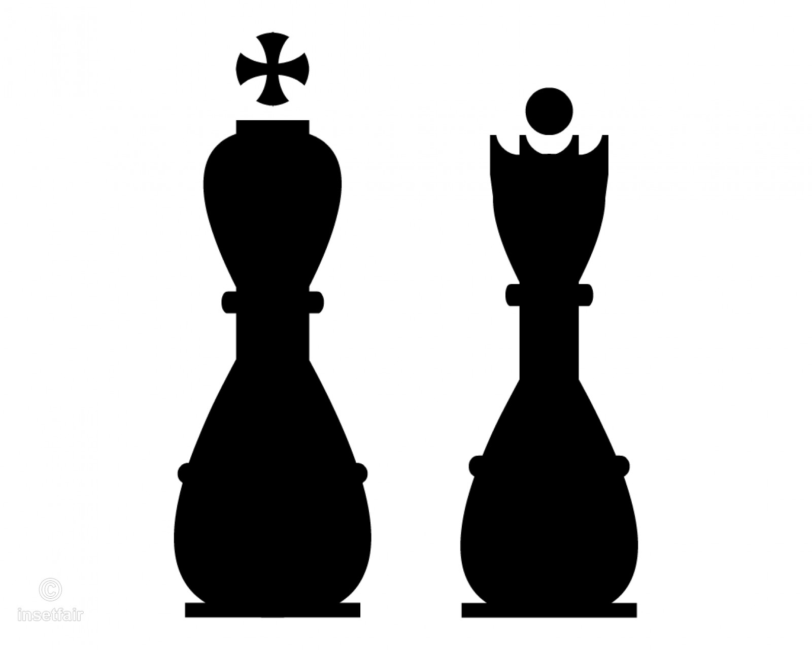 Chess king and queen solid black clipart