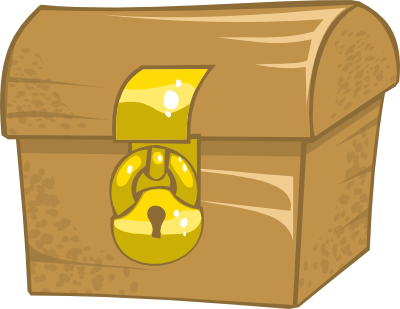 Closed treasure chest.