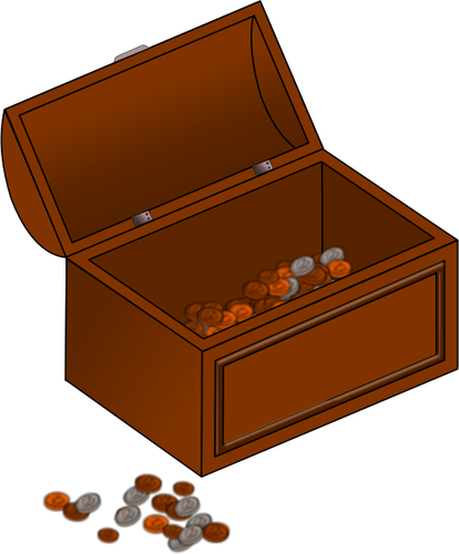 Vector clip art of half empty treasure chest with coins