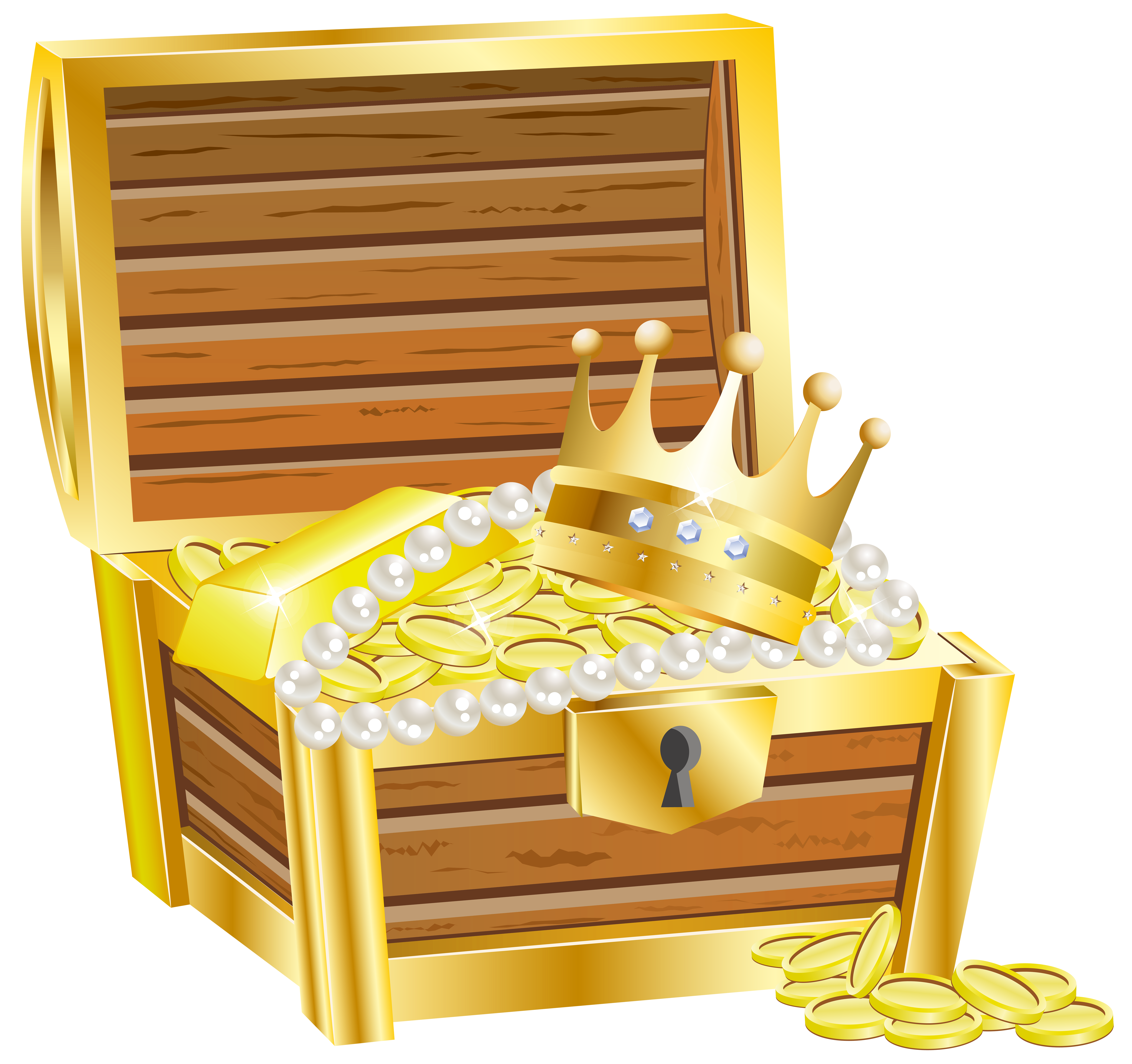 Treasure Chest with Gold Transparent PNG Clip Art Image