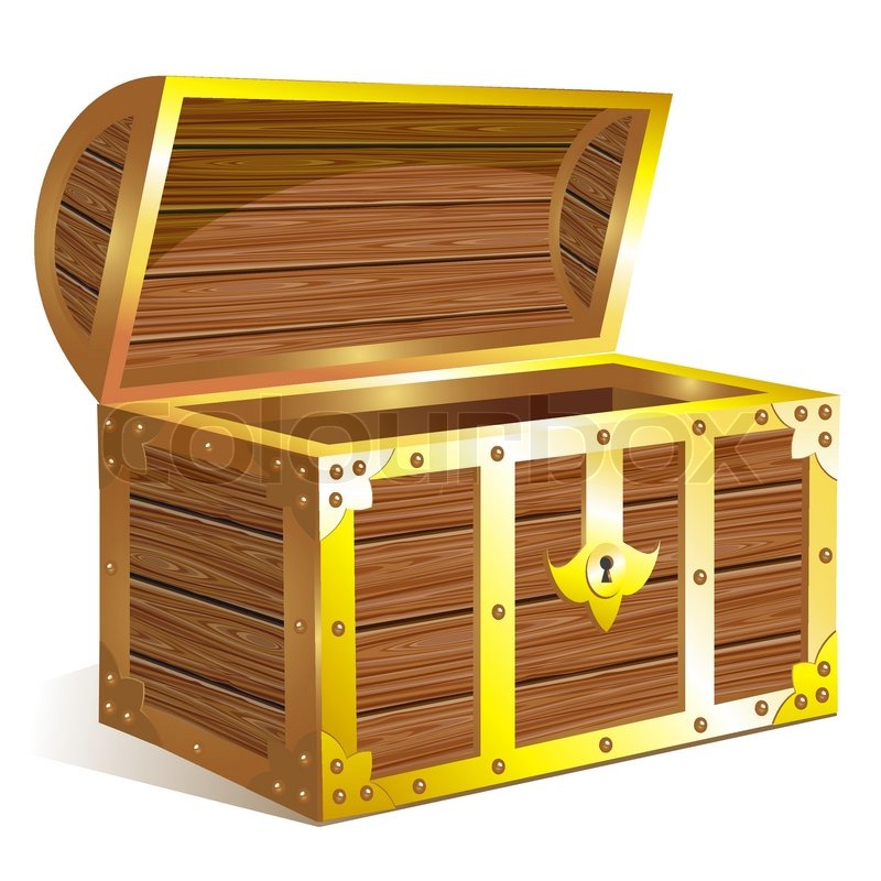 Wooden treasure chest vector stock clipart