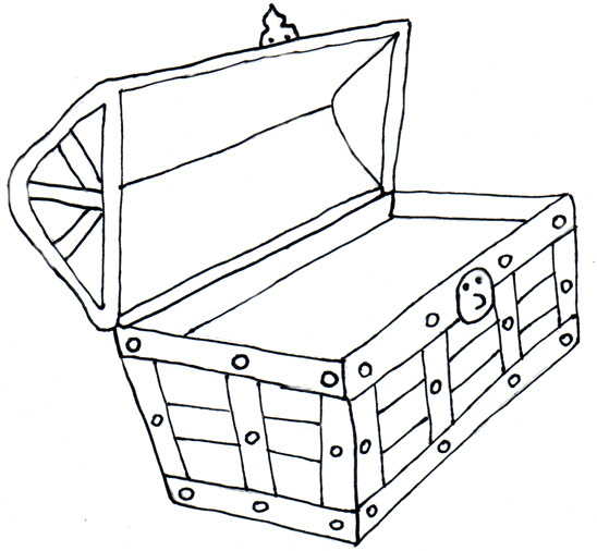 Free Black And White Outline Of A Treasure Chest, Download