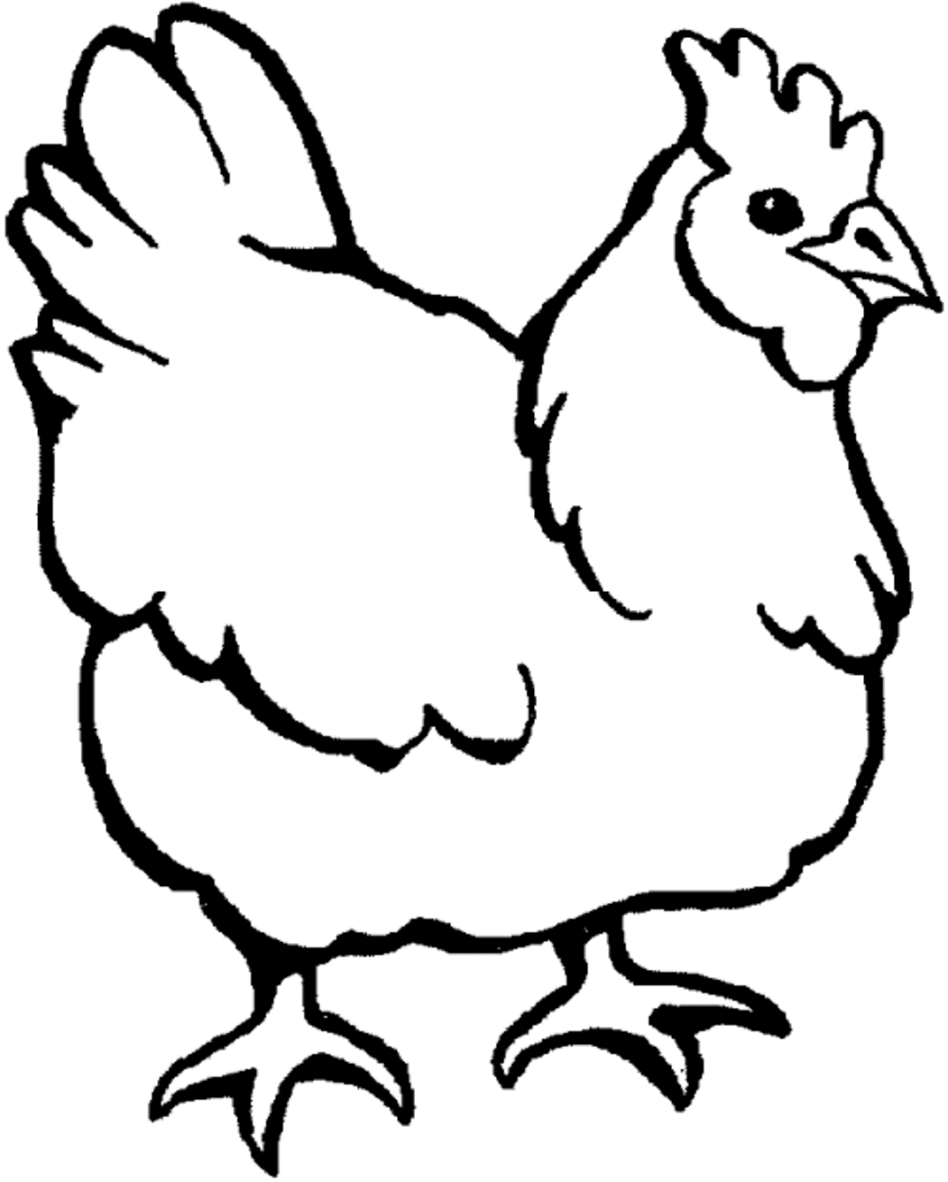 Hen black and white drawing clipart image
