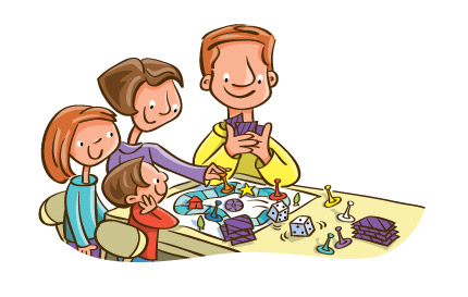 childcare clipart family playing board game