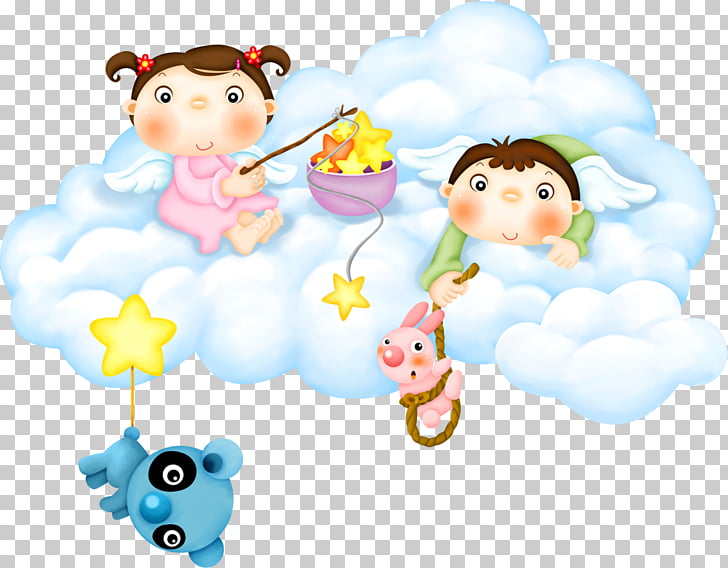 Angel , Playing Little Angels , two babies on cloud