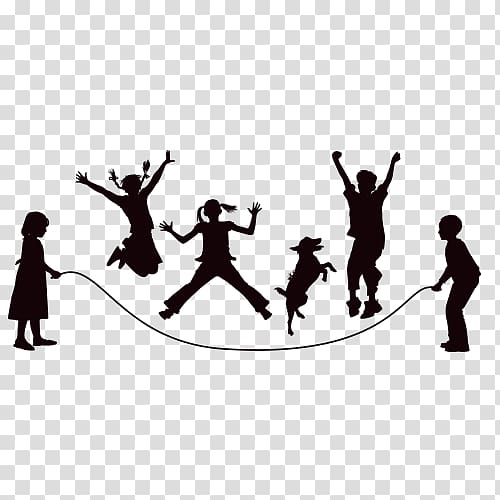 Shadow of family jumping together on jumping rope , Child
