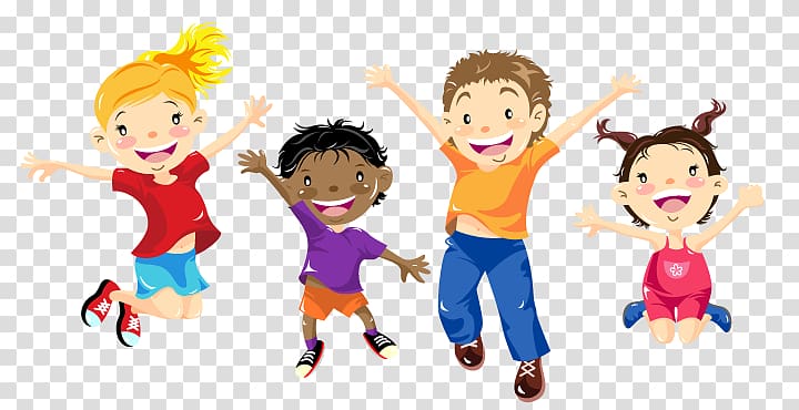 Four children jumping illustration, After
