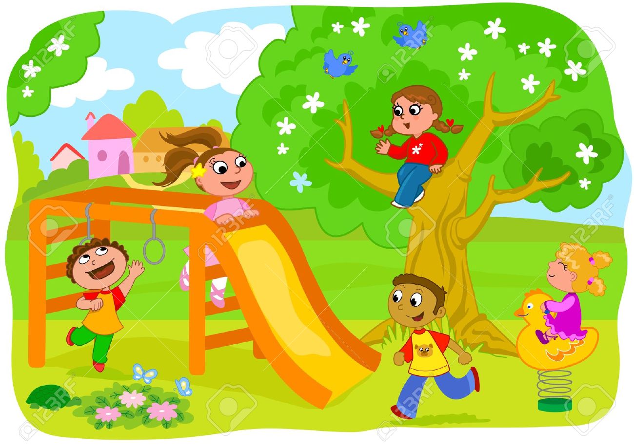 Clipart kids playing outside