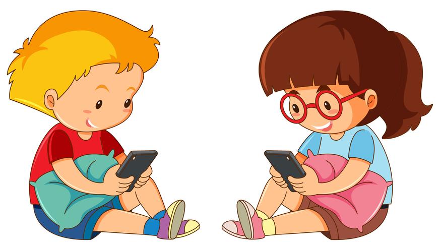 Children playing mobile phone