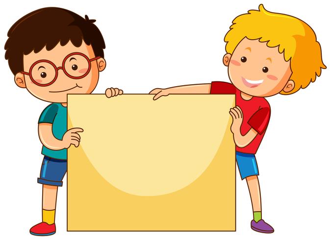 Two boys and blank paper template