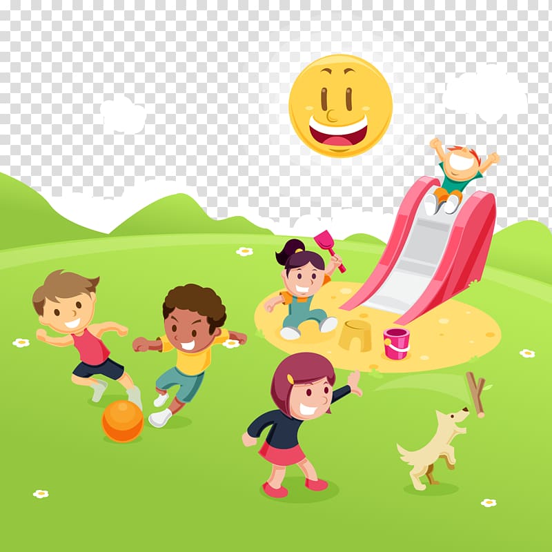 Children playing on playground illustration, Child Park Game