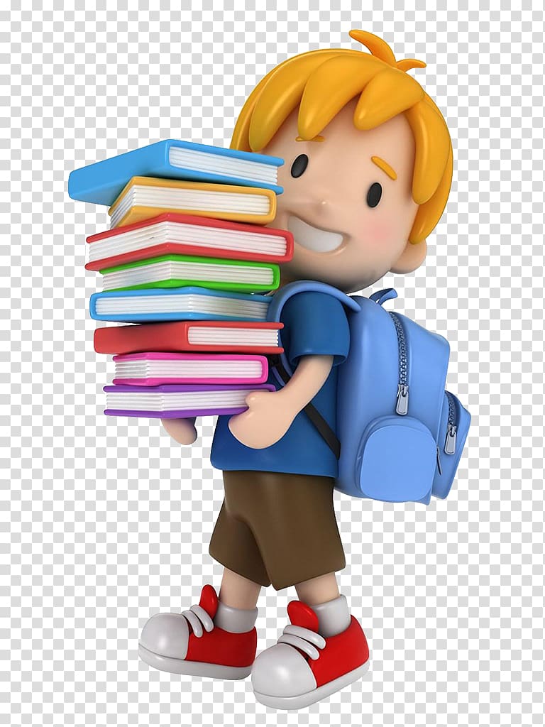 Boy carrying books illustration,