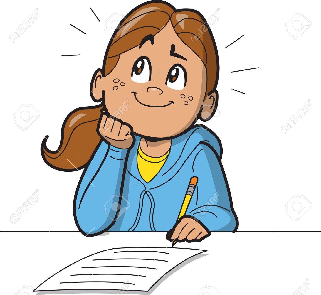 Boy Writing A Letter Clipart Girl Child Images Black And