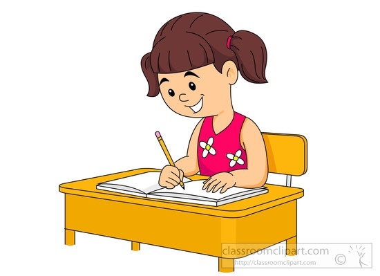 children writing clipart desk