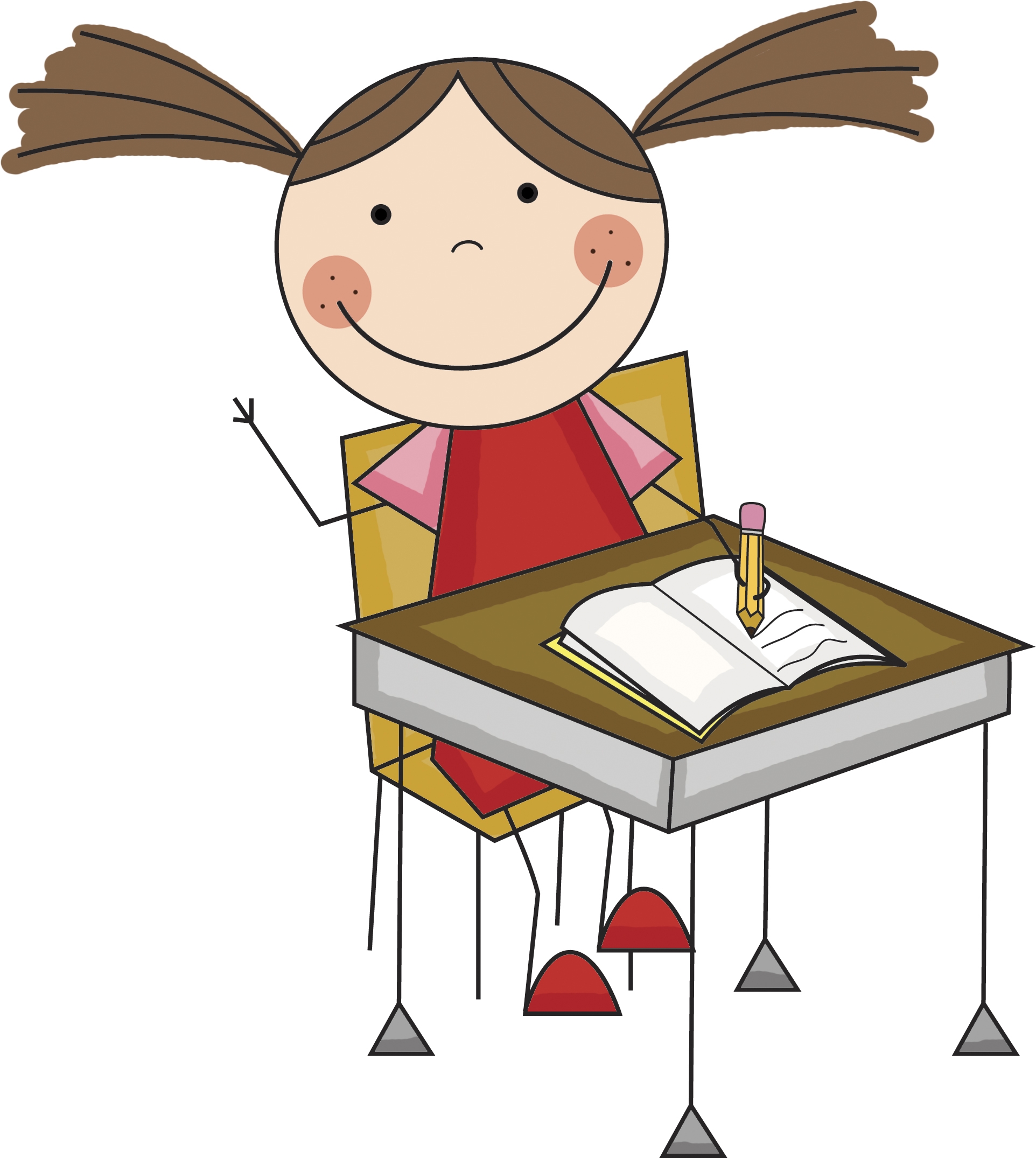 Kid Writing At Desk Clipart