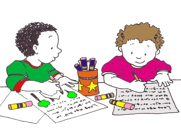 children writing clipart kindergarten