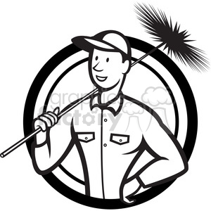 Black and white chimney sweeper standing clipart
