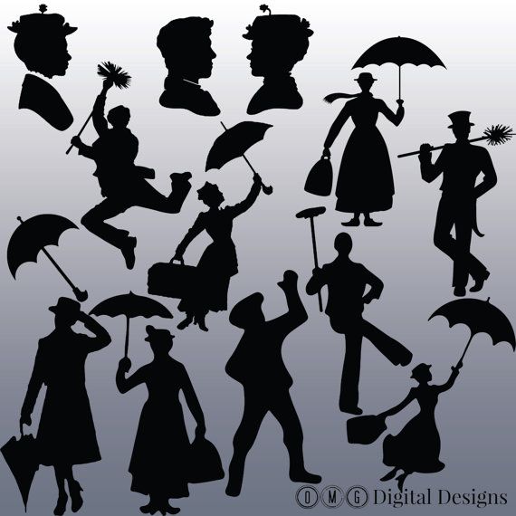 Mary poppins silhouette.