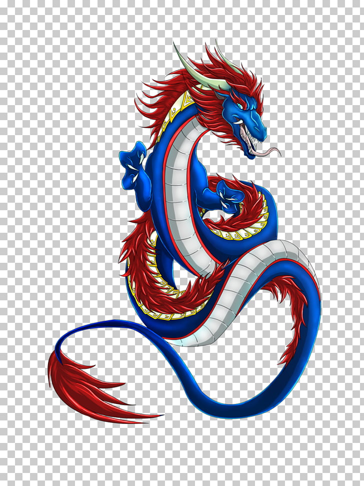 China Chinese dragon Drawing , Chinese dragon, blue and red