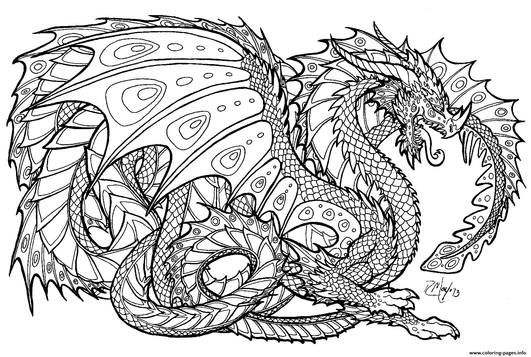 Print realistic dragon.