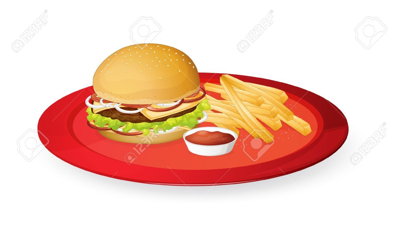 Burger and chips clipart