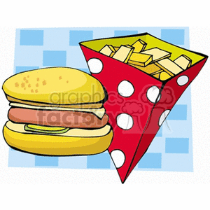 Burger with chips clipart