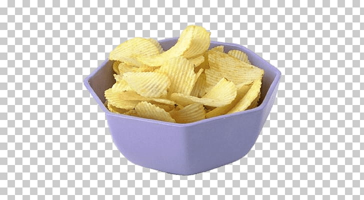 Bowl Of Crisps, potato chips on purple plastic bowl PNG