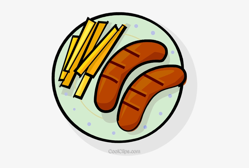 Sausages And French Fries Royalty Free Vector Clip