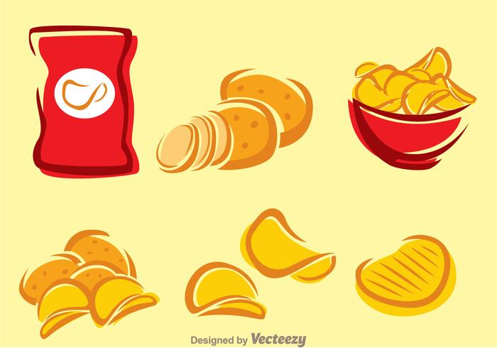 Potato chips icons.