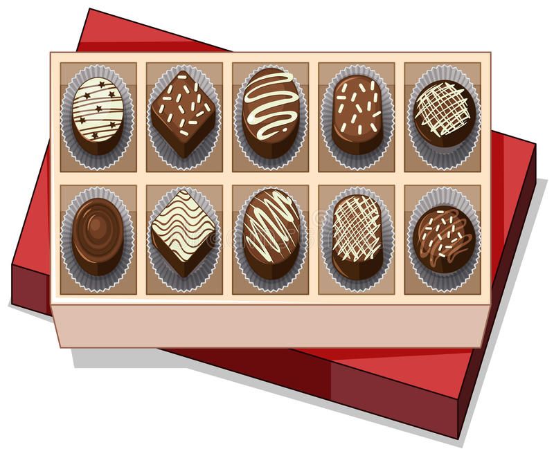 Photo about Box of chocolate with red lid illustration