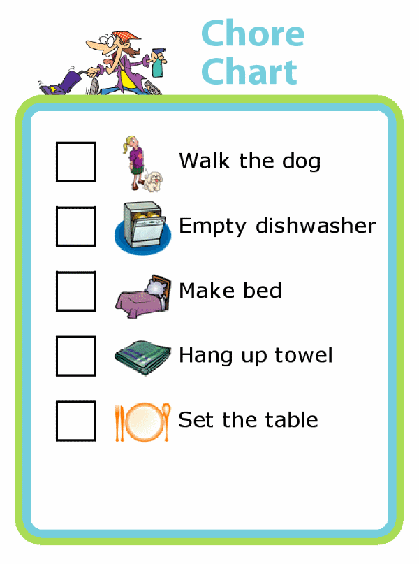 Chore Chart Picture Checklist