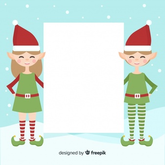 Border template with christmas elves Vector