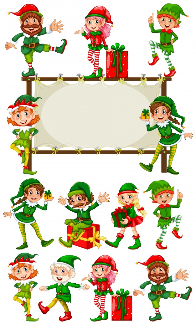 Border template with christmas elves Vector