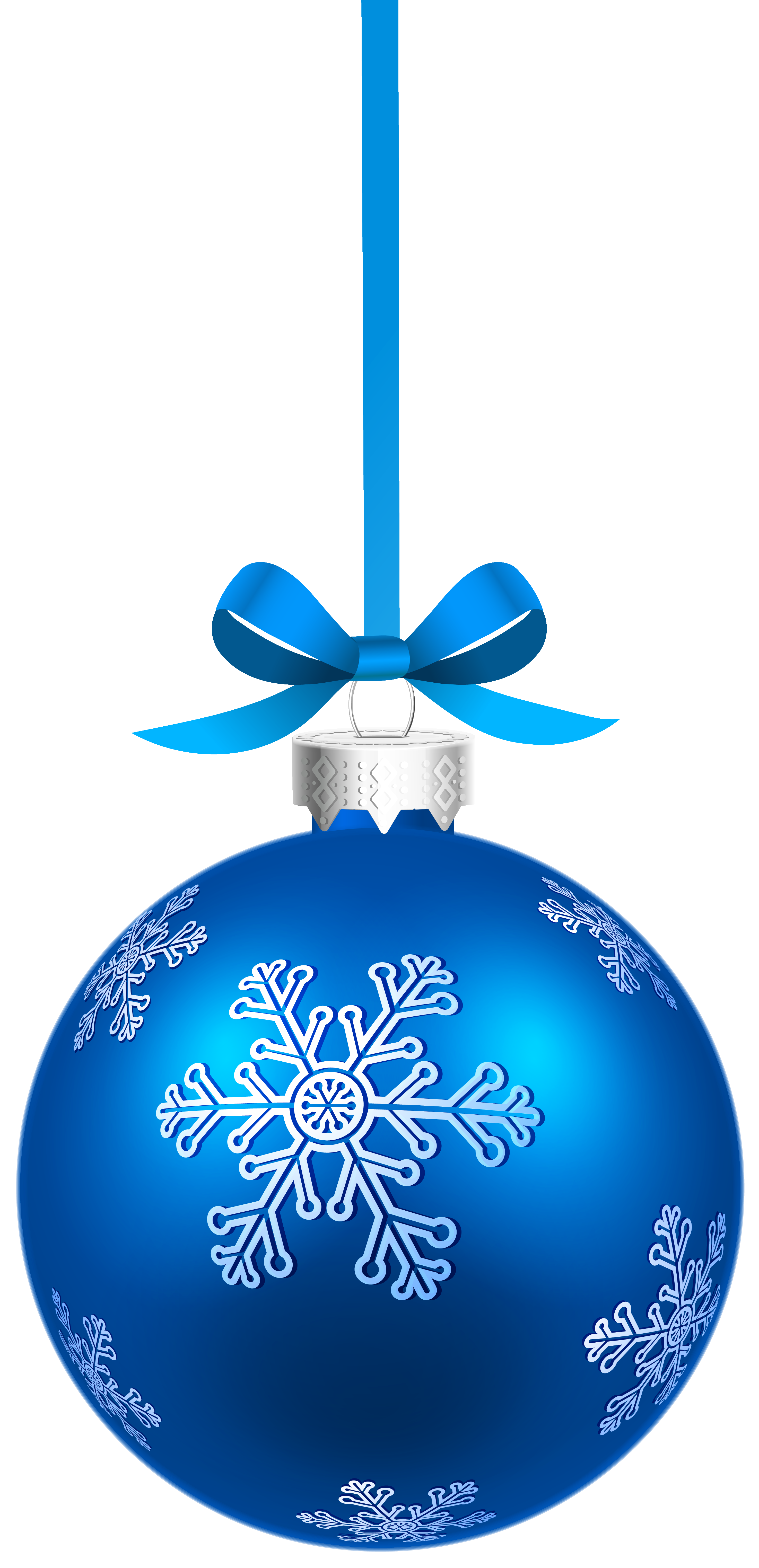 Blue Christmas Hanging Ball with Snowflakes PNG Clipart