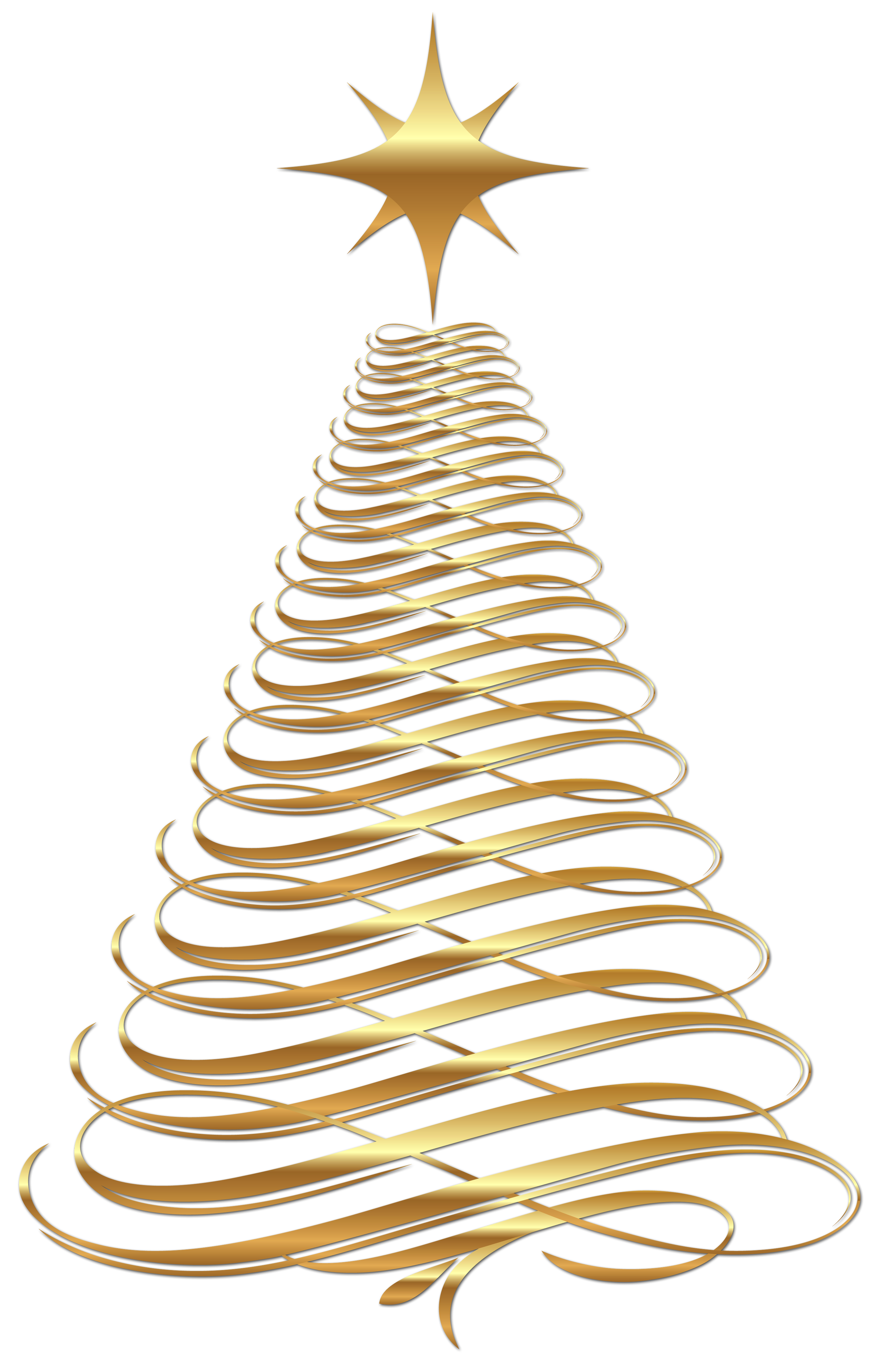 Large Transparent Christmas Gold Tree Clipart