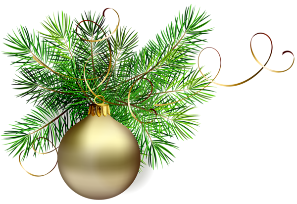 Transparent Gold Christmas Ball with Pine Clipart