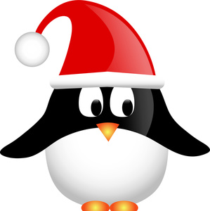 Christmas Penguin With Santa Hat