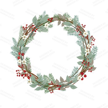 Large Rustic Pine Wreath Clip Art