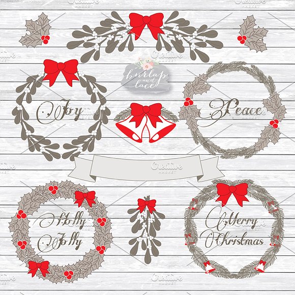 Rustic christmas clipart.