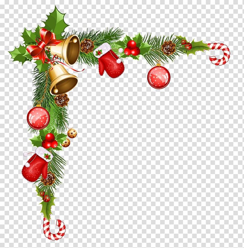 Christmas cane and ings border, Christmas ornament Santa