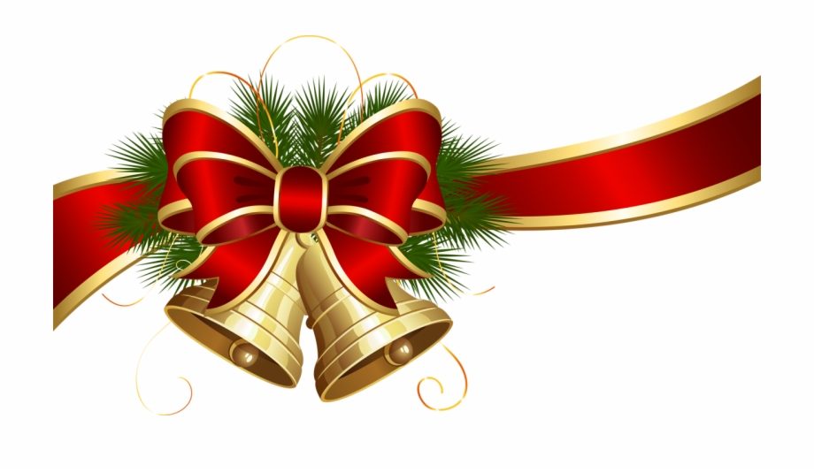 Bow Transparent With Christmas Red Bells Clipart