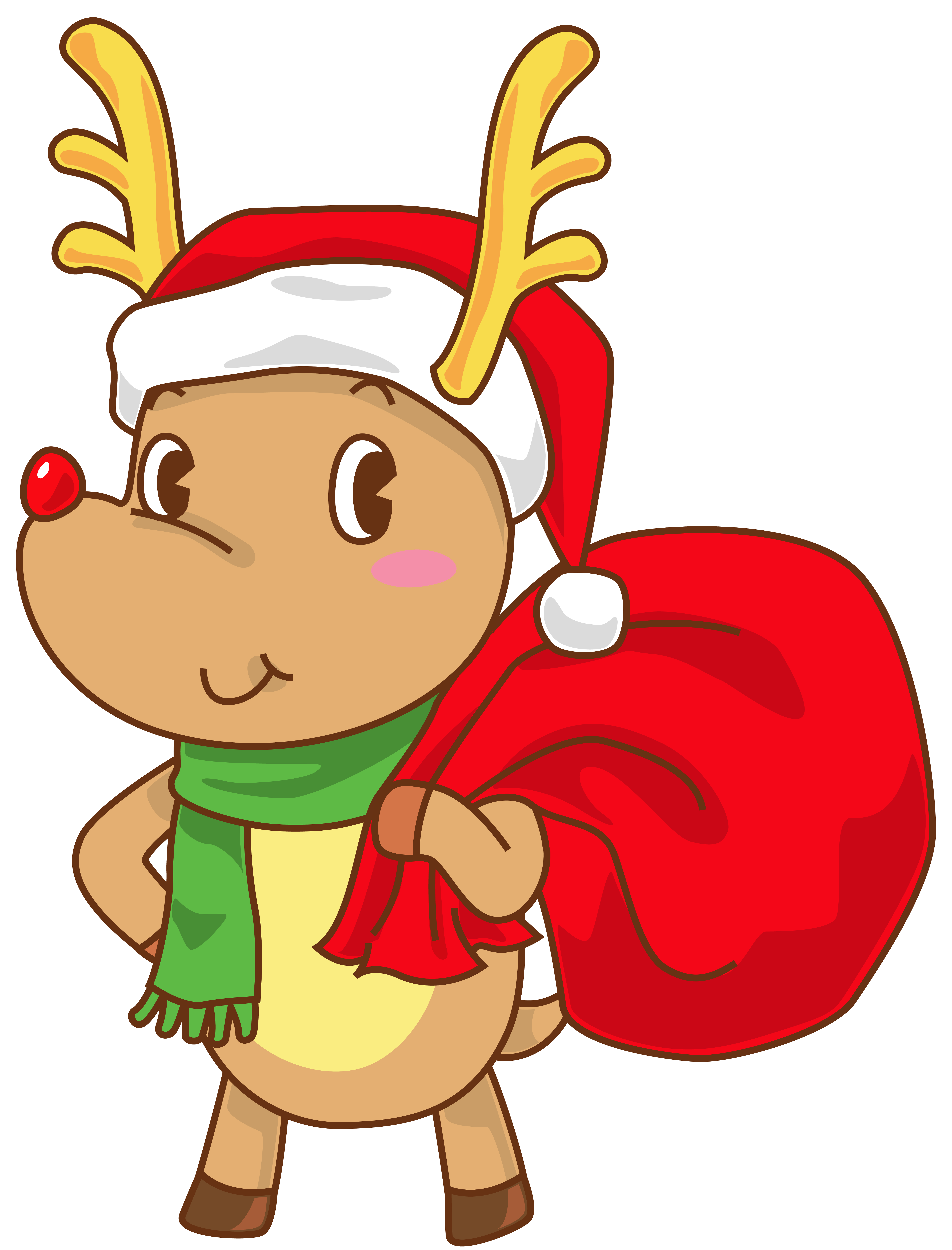 Christmas Rudolph with Santa Hat Transparent PNG Clip Art
