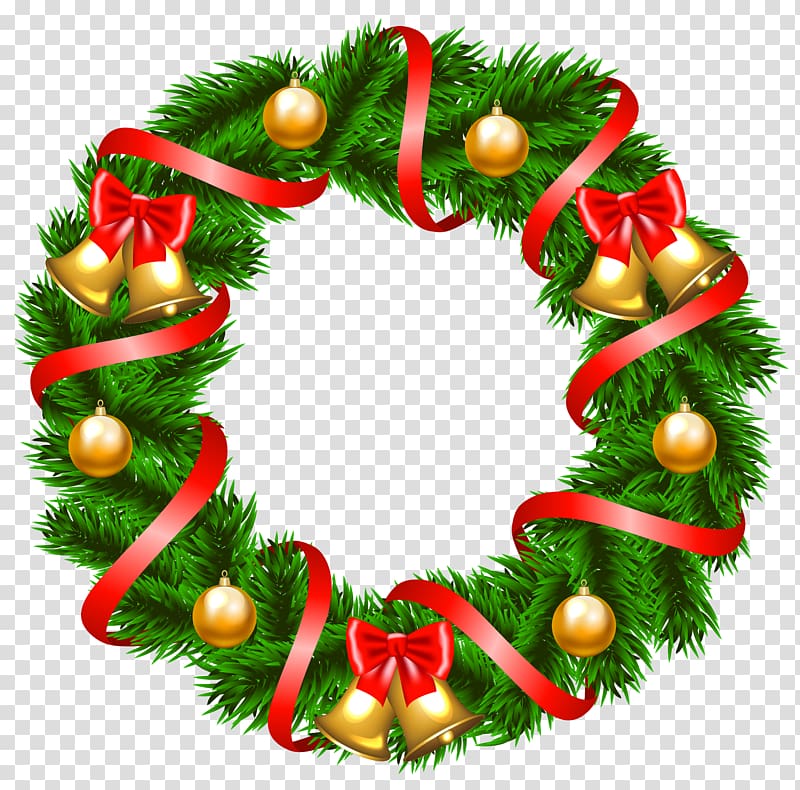 Green wreath illustration, Wreath Christmas decoration