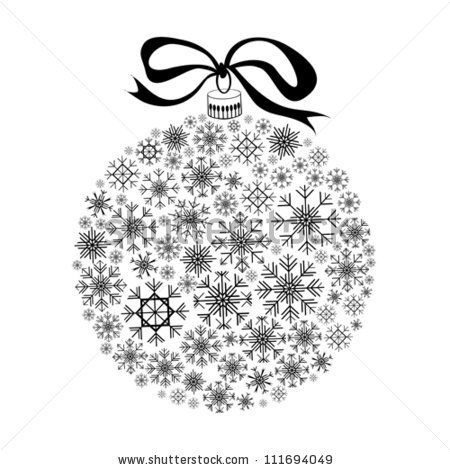 Isolated Black Christmas Ball Silhouette on White Background
