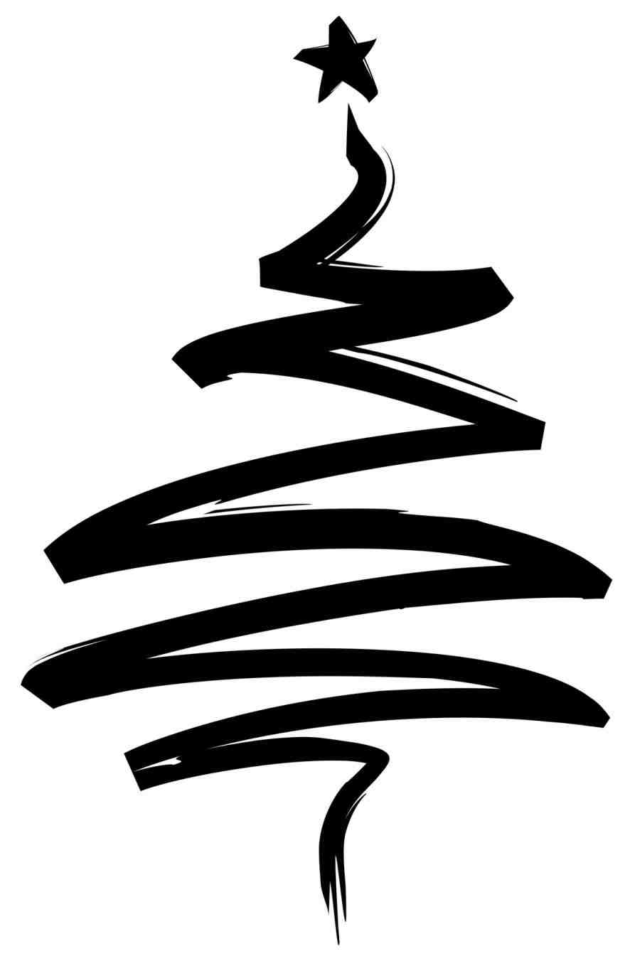 Christmas Tree Black And White Clipart