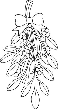 Christmas Coloring Pages Mistletoe Clipart Black And White