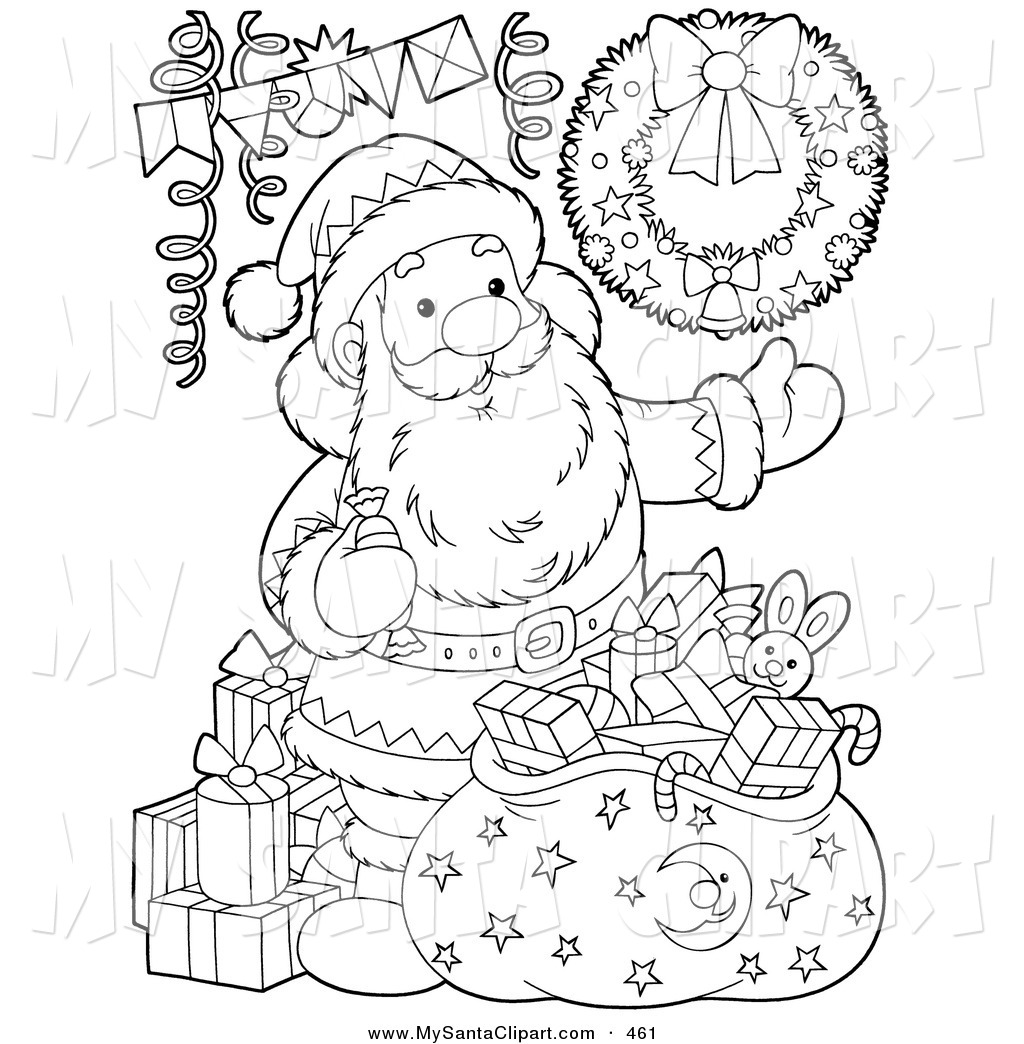 Christmas Clip Art of a Black and White Coloring Page