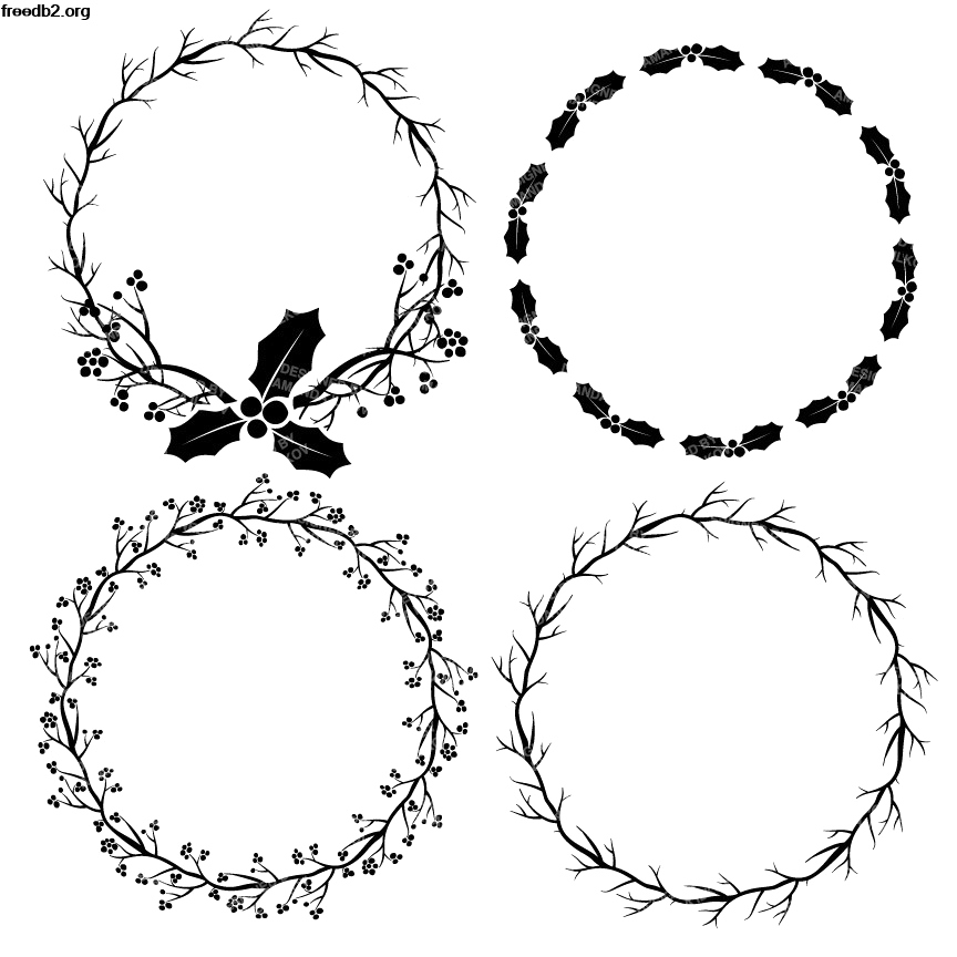 Christmas garland clipart black and white