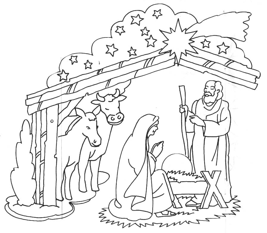 Christmas nativity clipart black and white free